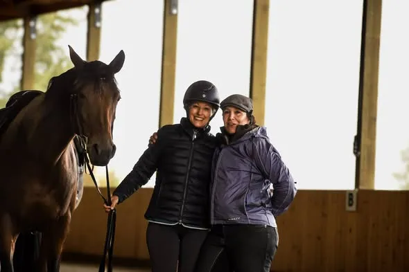 Marika Saarinen, a student of Tressa Boulden, with a horse