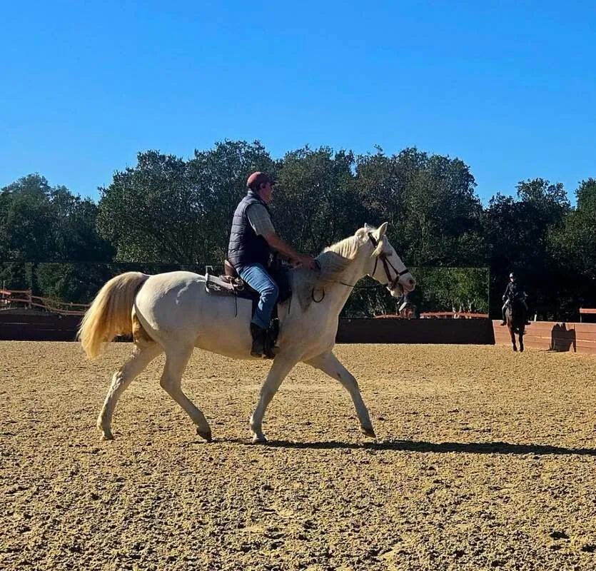 Steve Ganzberg, a student of Tressa Boulden, with a horse